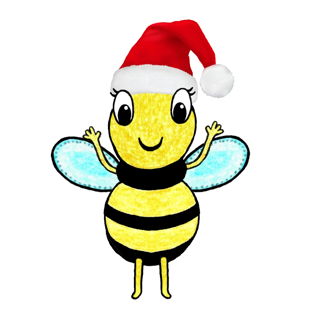 buzzy with xmas hat