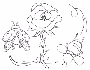 Christine's Magical Garden - Activities For Kids - Colouring-In - Buzzy and Lively Playing Around a Rose