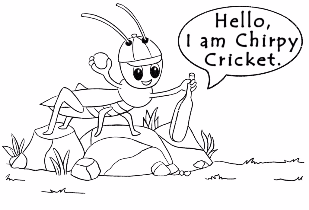 Christine's Magical Garden - Activities For Kids - Colouring-In - Chirpy Says 'Hi' on the Rocks