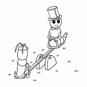 Christine's Magical Garden - Activities For Kids - Colouring-In - Chompy and Chirpy Playing on a Seesaw