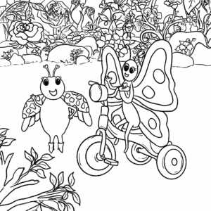 Christine's Magical Garden - Activities For Kids - Colouring-In - Lively and Busy Playing on a Trike