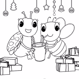 Christine's Magical Garden - Activities For Kids - Colouring-In - Lively and Buzzy Share a Christmas Drink